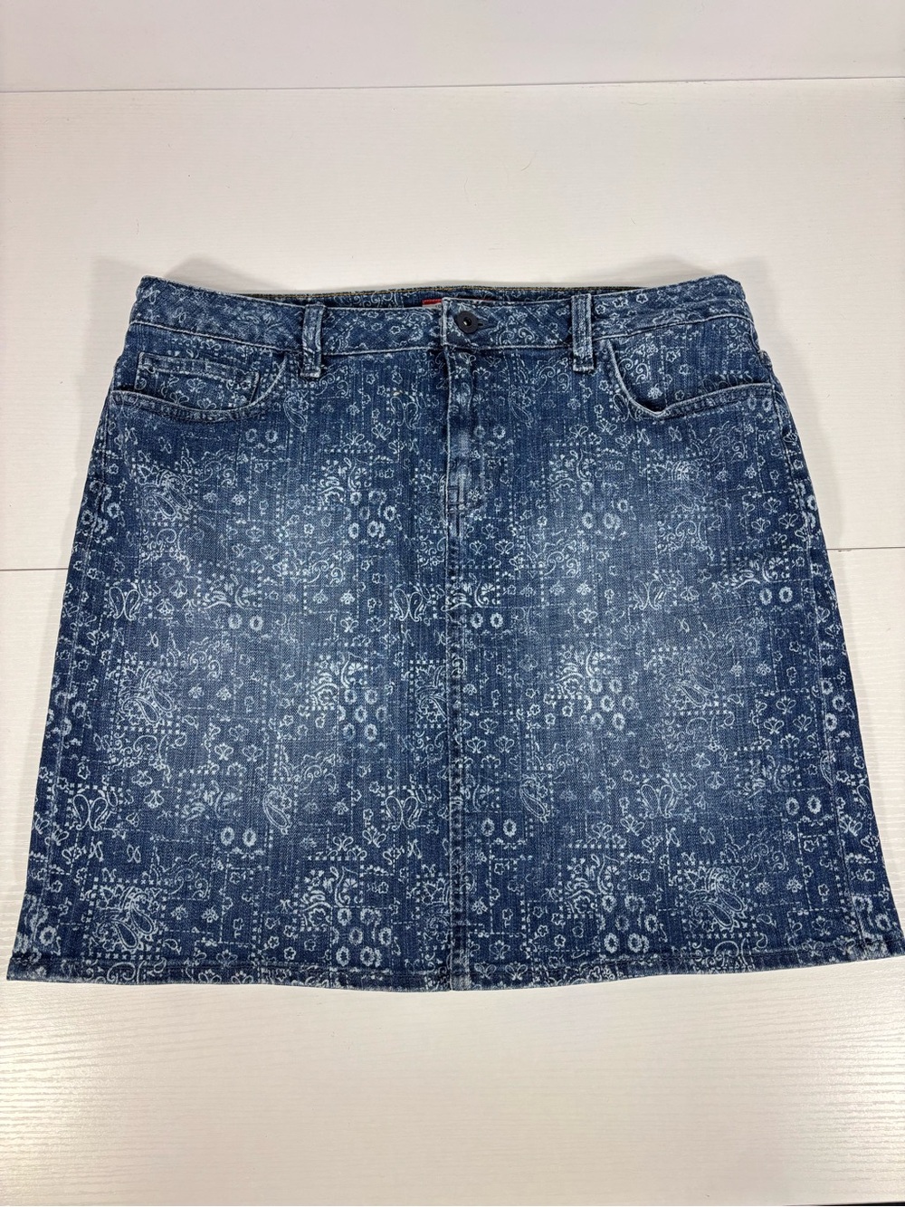 Tommy Hilfiger Denim Skirt Bandana Paisley Western Cowgirl Y2K Size 12